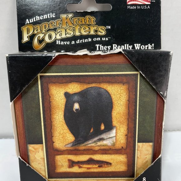 Paper Kraft Coasters Other - Black Bear Coaster Set of 8 Paper Kraft Coasters , Black Bear Motif.